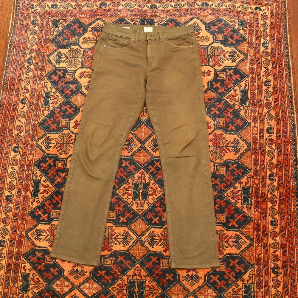 J Crew 770 33x31 five pocket pants olive green